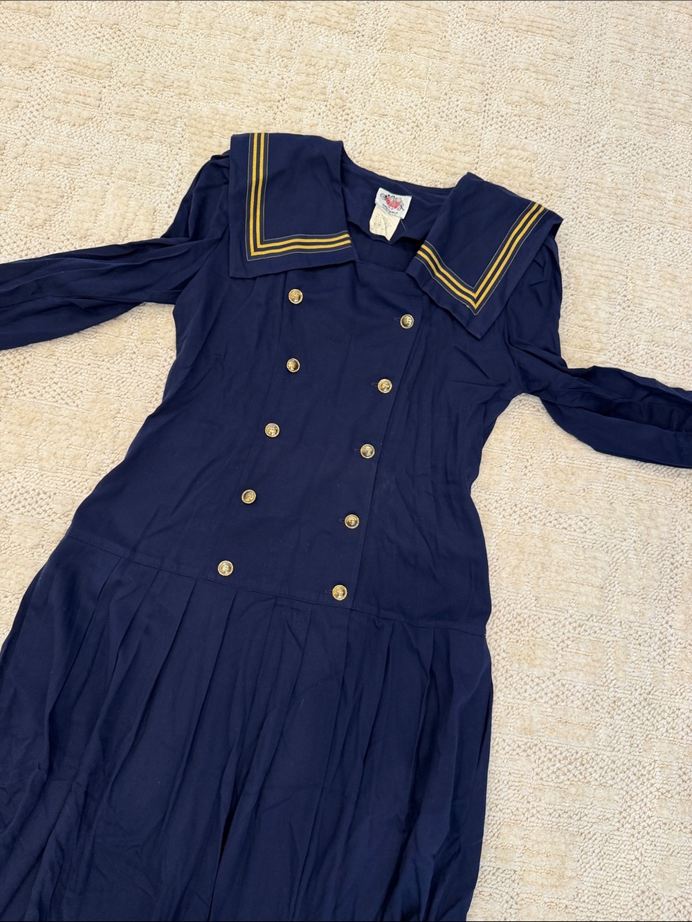 Vintage 80s Dress.20s Style Sailor Dress.Lanz Dress Navy Blue Sailor Dress Sz 8 - Picture 10 of 15